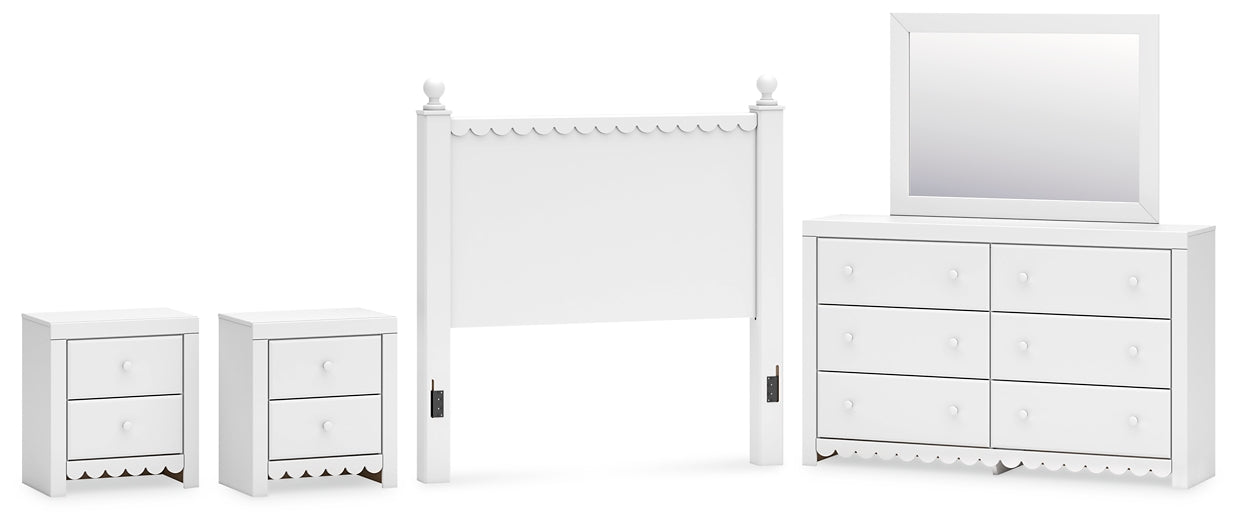 Mollviney Full Panel Headboard with Mirrored Dresser and 2 Nightstands Signature Design by Ashley®