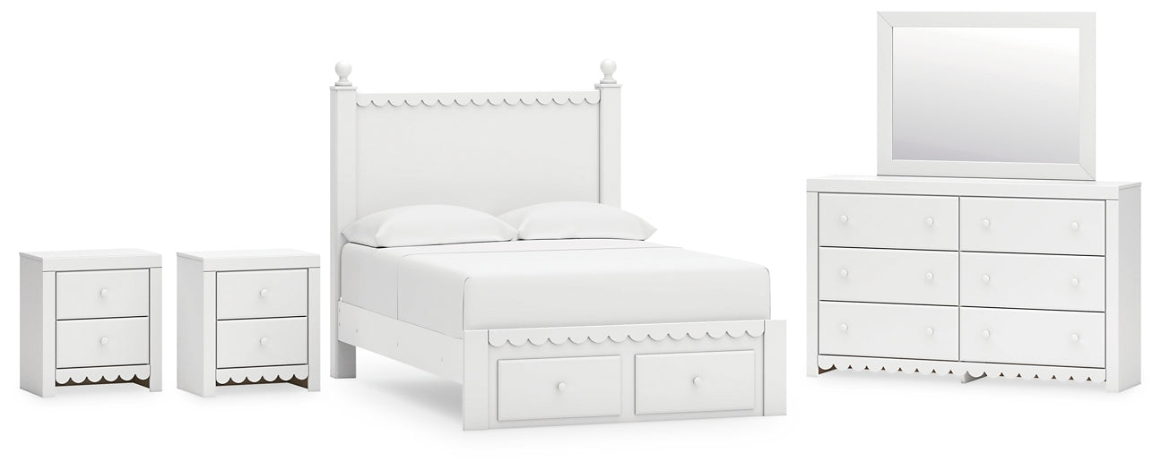 Mollviney Full Panel Storage Bed with Mirrored Dresser and 2 Nightstands Signature Design by Ashley®