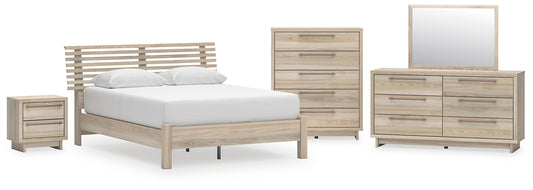 Hasbrick Queen Panel Bed with Mirrored Dresser, Chest and Nightstand Signature Design by Ashley®