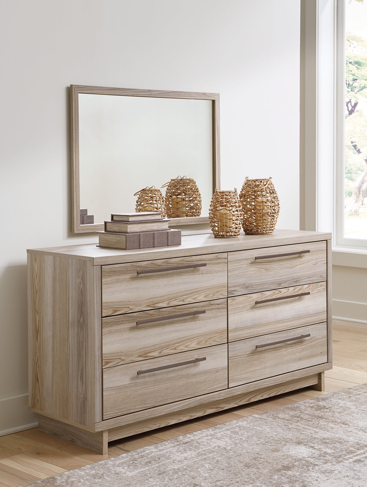 Hasbrick Queen Panel Bed with Mirrored Dresser and 2 Nightstands Signature Design by Ashley®