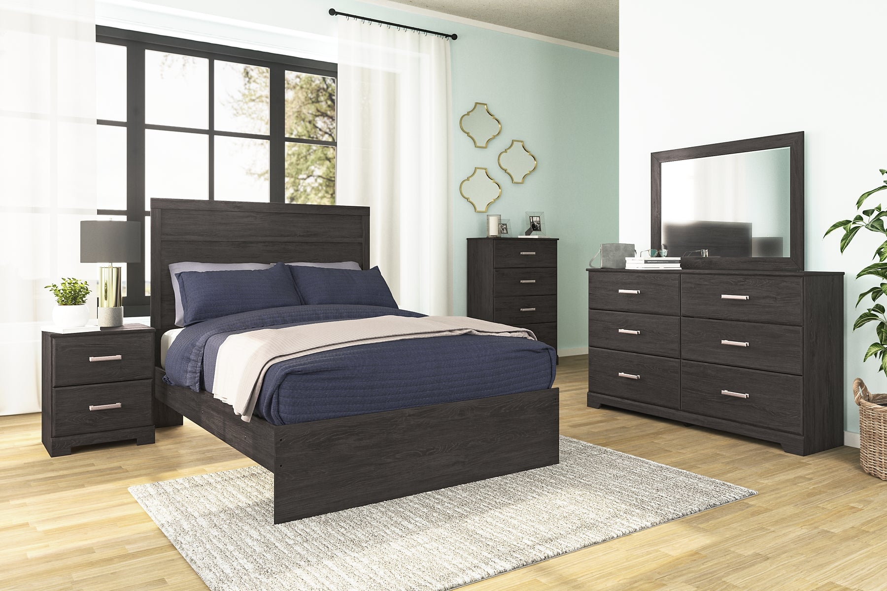 Belachime Full Panel Bed with Mirrored Dresser, Chest and Nightstand Signature Design by Ashley®