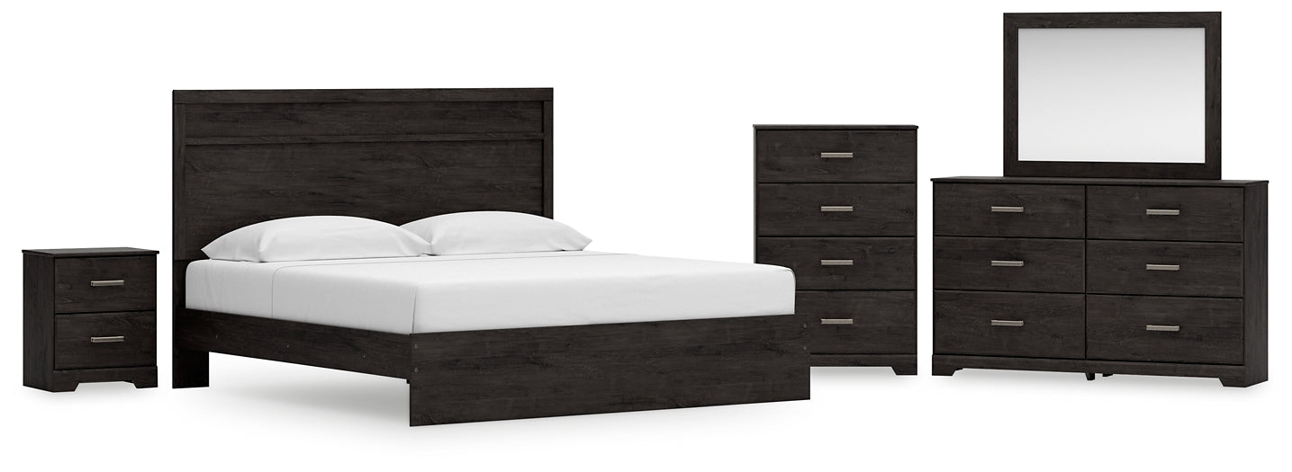 Belachime King Panel Bed with Mirrored Dresser, Chest and Nightstand Signature Design by Ashley®