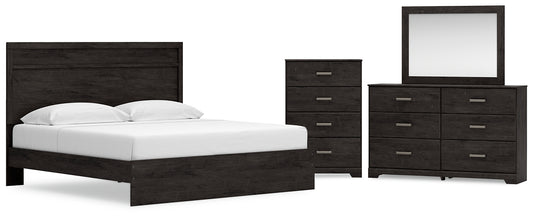 Belachime King Panel Bed with Mirrored Dresser and Chest Signature Design by Ashley®