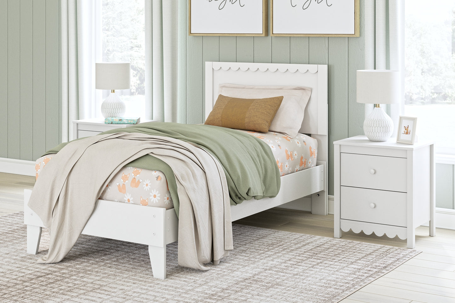 Hallityn Twin Panel Platform Bed with Nightstand Signature Design by Ashley®