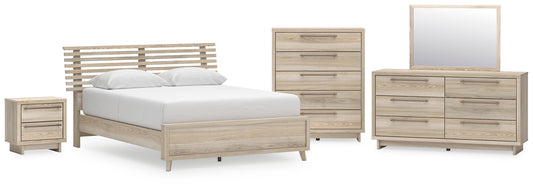 Hasbrick Queen Panel Bed with Mirrored Dresser, Chest and Nightstand Signature Design by Ashley®