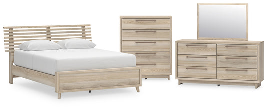 Hasbrick Queen Panel Bed with Mirrored Dresser and Chest Signature Design by Ashley®