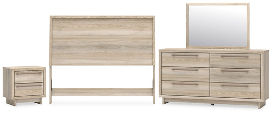 Hasbrick Queen Panel Headboard with Mirrored Dresser and Nightstand Signature Design by Ashley®