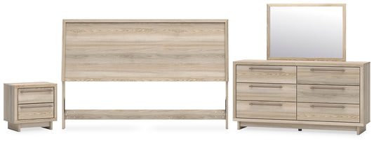 Hasbrick King Panel Headboard with Mirrored Dresser and Nightstand Signature Design by Ashley®