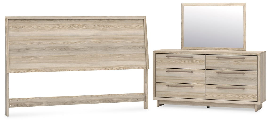 Hasbrick King Panel Headboard with Mirrored Dresser Signature Design by Ashley®