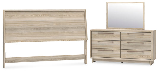 Hasbrick King Panel Headboard with Mirrored Dresser Signature Design by Ashley®