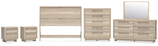 Hasbrick Queen Panel Headboard with Mirrored Dresser, Chest and 2 Nightstands Signature Design by Ashley®