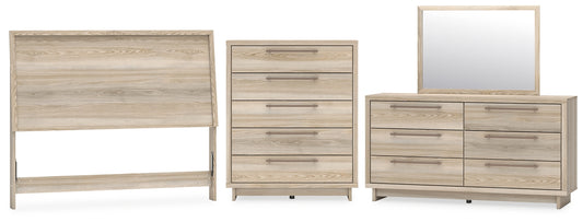 Hasbrick Queen Panel Headboard with Mirrored Dresser and Chest Signature Design by Ashley®