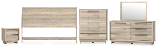 Hasbrick King Panel Headboard with Mirrored Dresser, Chest and Nightstand Signature Design by Ashley®