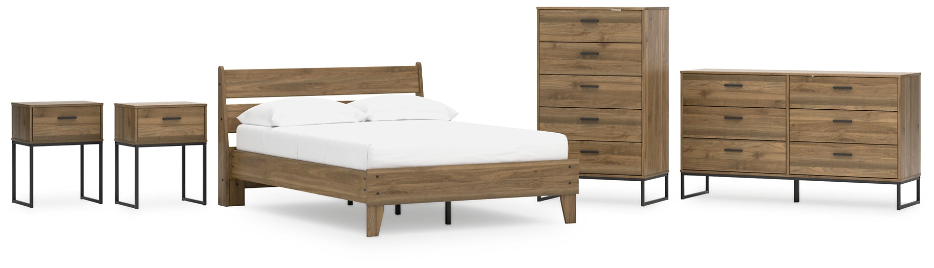 Deanlow Full Platform Panel Bed with Dresser, Chest and 2 Nightstands Signature Design by Ashley®