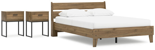 Deanlow Queen Platform Panel Bed with 2 Nightstands Signature Design by Ashley®