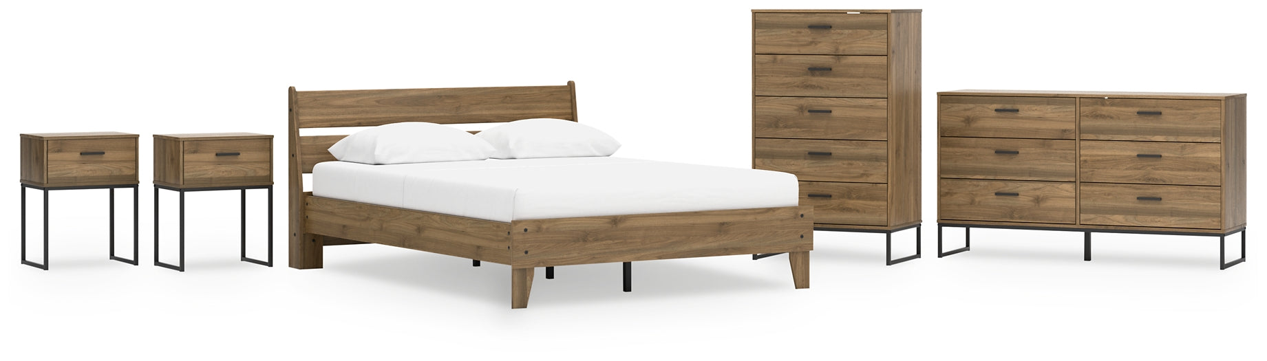 Deanlow Queen Platform Panel Bed with Dresser, Chest and 2 Nightstands Signature Design by Ashley®