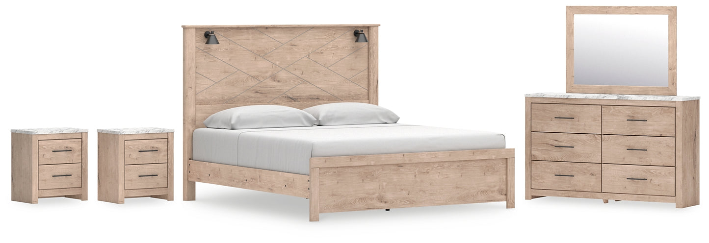 Senniberg King Panel Bed with Mirrored Dresser and 2 Nightstands Signature Design by Ashley®