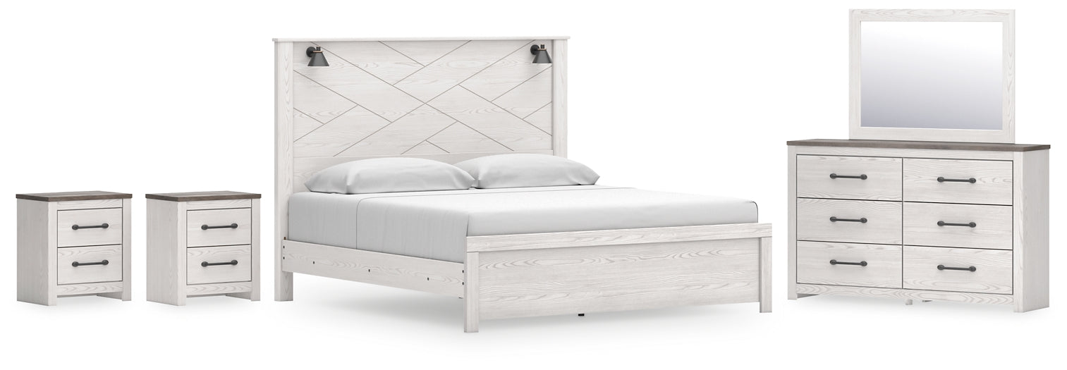 Gerridan King Panel Bed with Mirrored Dresser and 2 Nightstands Signature Design by Ashley®