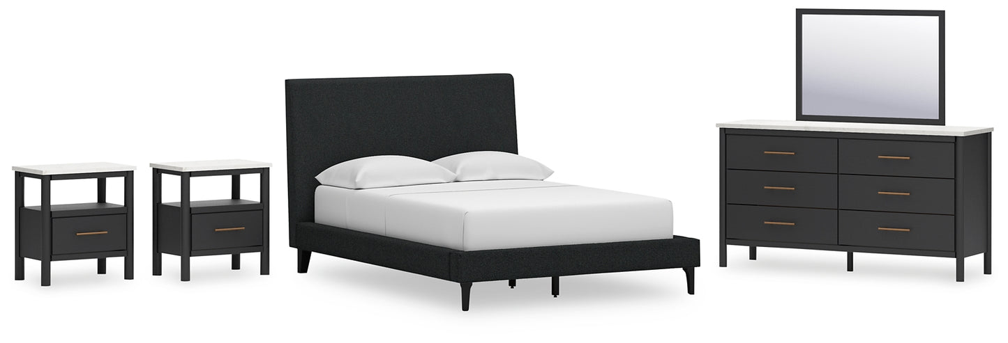 Cadmori Full Upholstered Bed with Mirrored Dresser and 2 Nightstands Signature Design by Ashley®