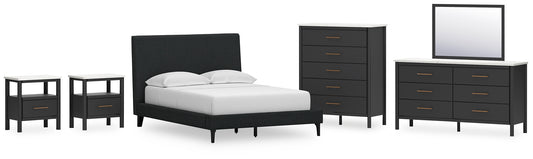 Cadmori Full Upholstered Bed with Mirrored Dresser, Chest and 2 Nightstands Signature Design by Ashley®