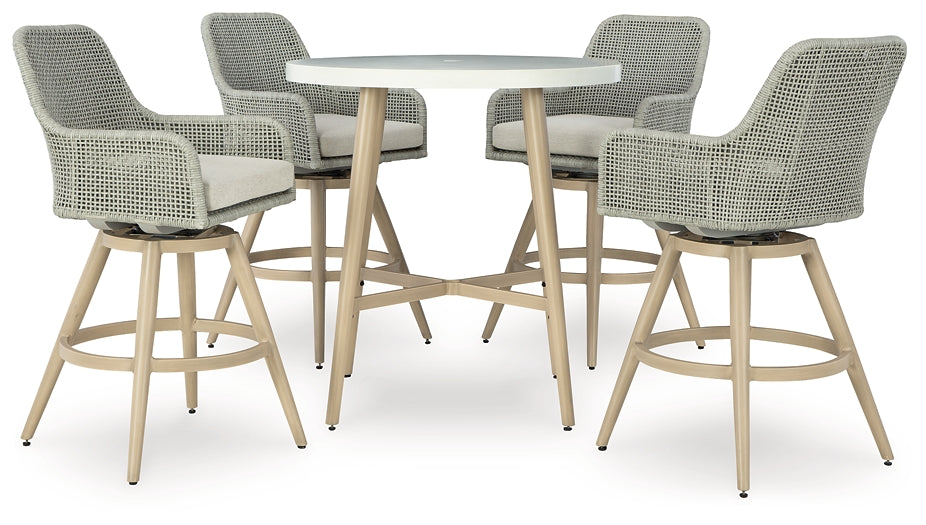 Seton Creek Outdoor Bar Table and 4 Barstools Signature Design by Ashley®