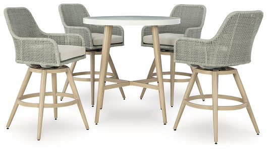 Seton Creek Outdoor Bar Table and 4 Barstools Signature Design by Ashley®