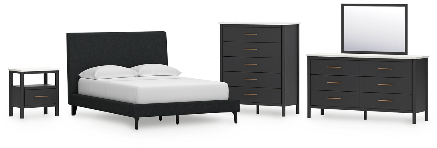 Cadmori Full Upholstered Bed with Mirrored Dresser, Chest and Nightstand Signature Design by Ashley®