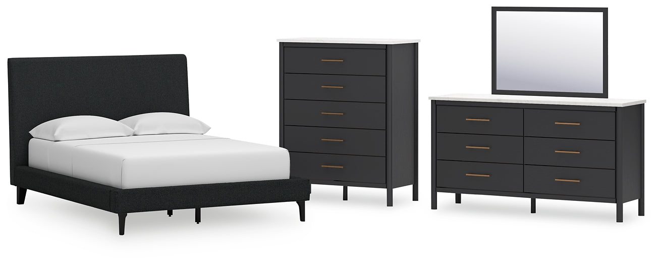 Cadmori Full Upholstered Bed with Mirrored Dresser and Chest Signature Design by Ashley®