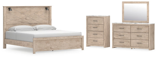 Senniberg King Panel Bed with Mirrored Dresser and Chest Signature Design by Ashley®