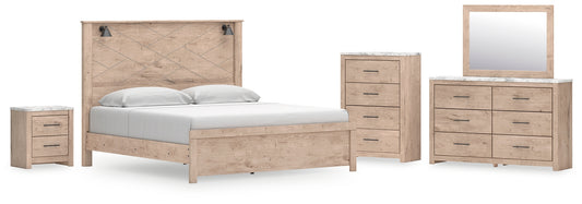 Senniberg King Panel Bed with Mirrored Dresser, Chest and Nightstand Signature Design by Ashley®