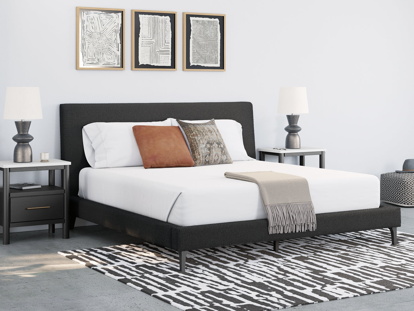 Cadmori King Upholstered Bed with Mirrored Dresser and 2 Nightstands Signature Design by Ashley®