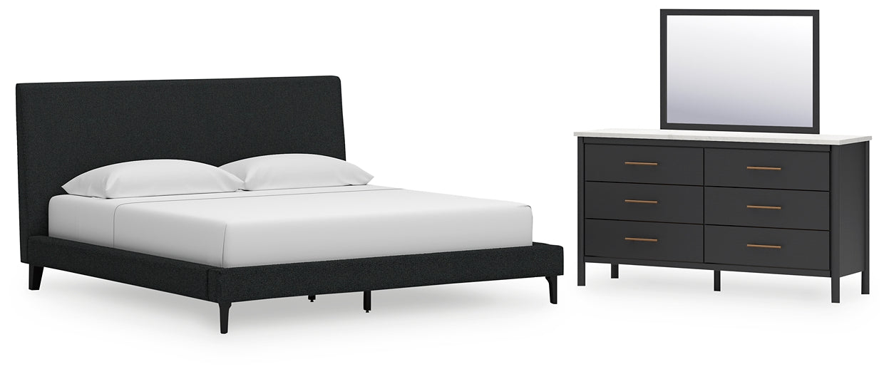 Cadmori King Upholstered Bed with Mirrored Dresser Signature Design by Ashley®