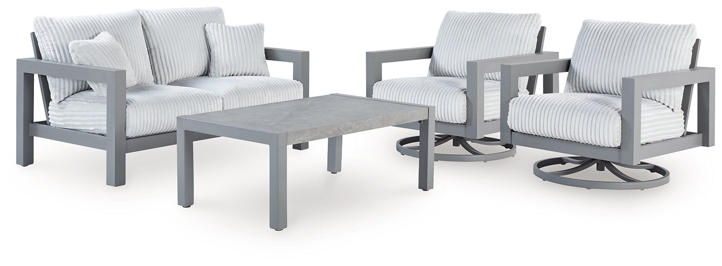 Hurley Park Outdoor Loveseat and 2 Lounge Chairs with Coffee Table Signature Design by Ashley®