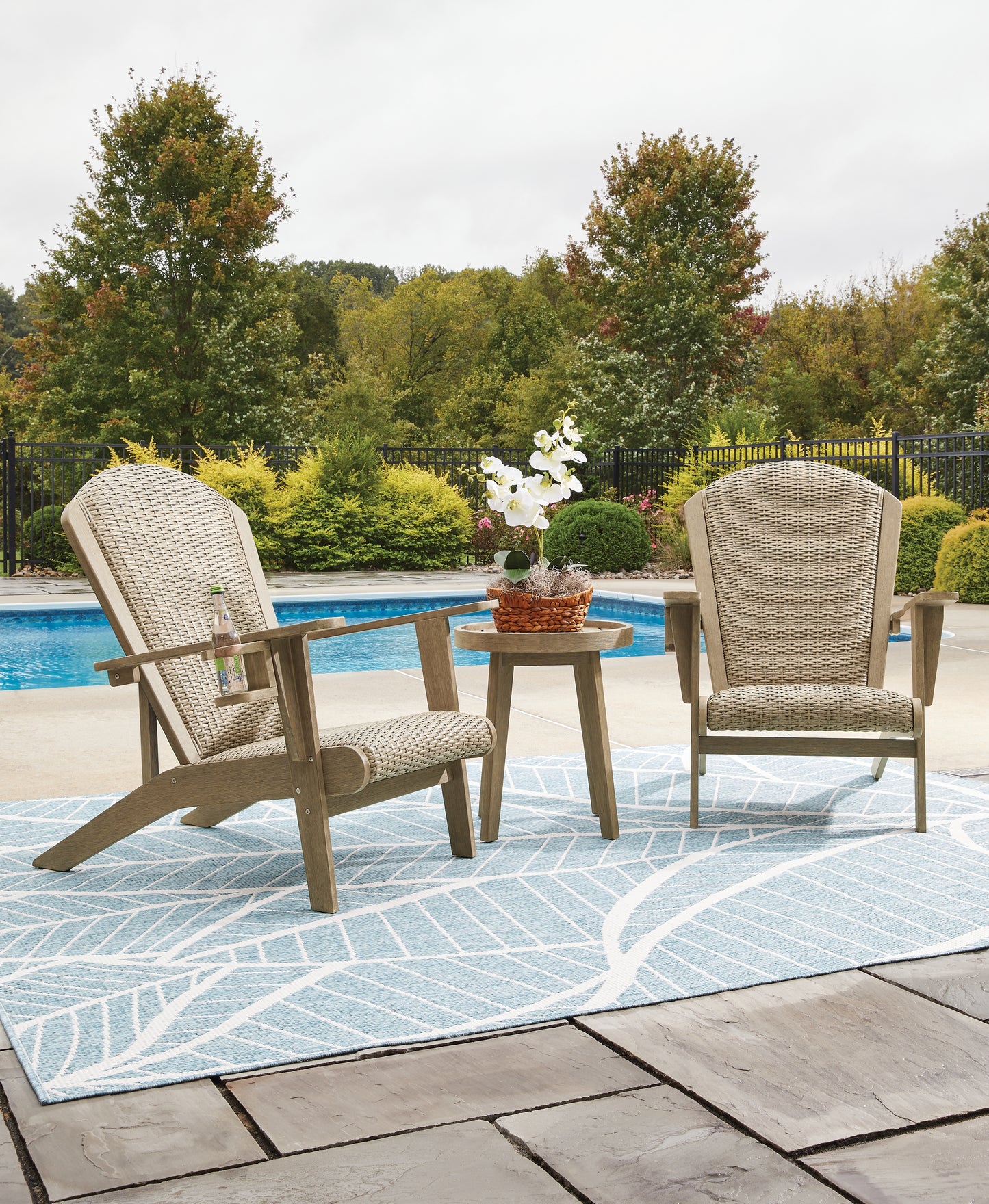 Marina Sun 2 Adirondack Chairs with End table Signature Design by Ashley®