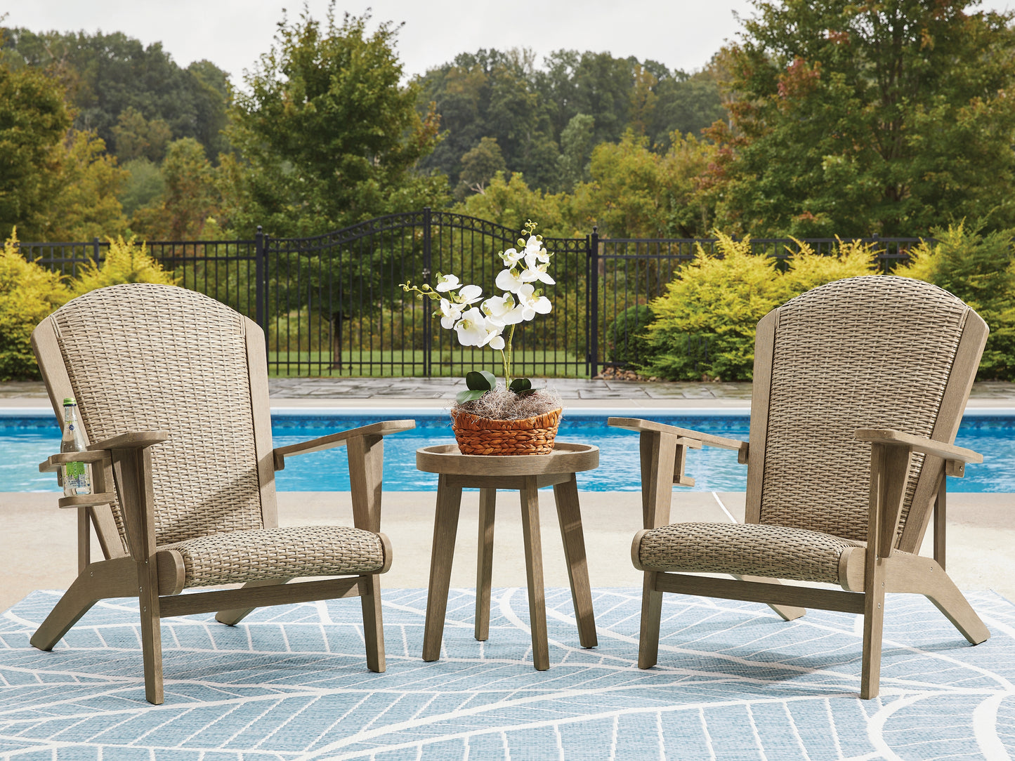 Marina Sun 2 Adirondack Chairs with End table Signature Design by Ashley®