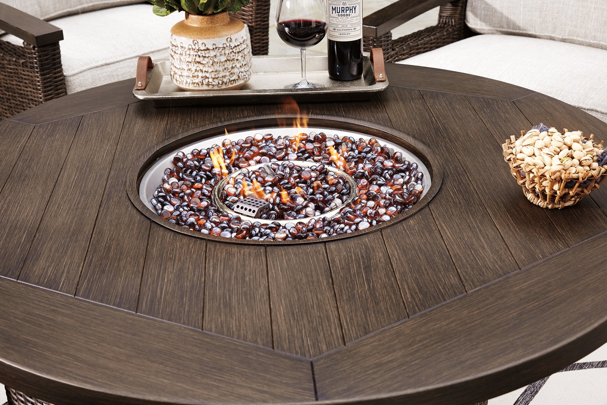 Paradise Trail Outdoor Fire Pit Table and 4 Chairs Signature Design by Ashley®