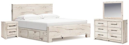 Lawroy King Panel Bed with Mirrored Dresser and Nightstand Benchcraft®