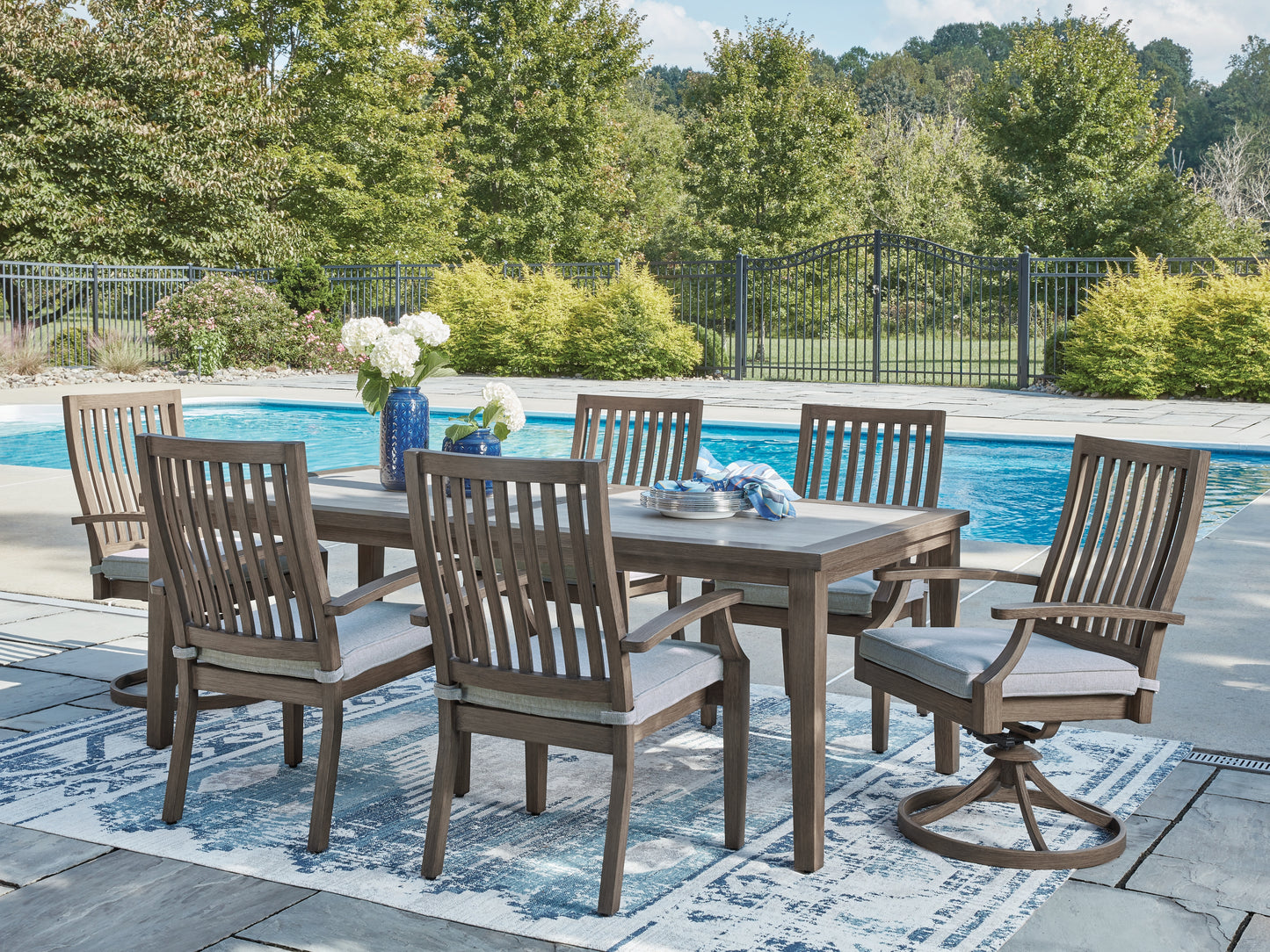 Rainier Ranch Outdoor Dining Table and 6 Chairs Signature Design by Ashley®