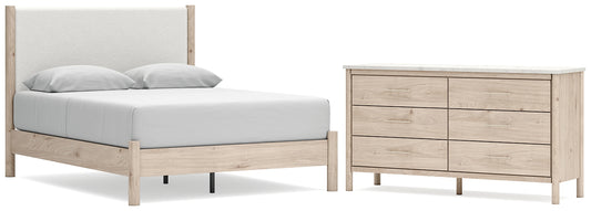 Cadmori Queen Upholstered Panel Bed with Dresser Signature Design by Ashley®