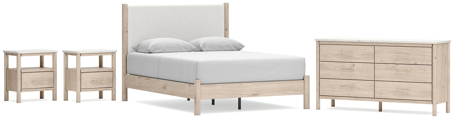 Cadmori Queen Upholstered Panel Bed with Dresser and 2 Nightstands Signature Design by Ashley®