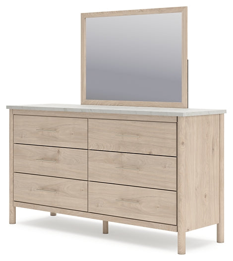 Cadmori Queen Upholstered Panel Bed with Mirrored Dresser, Chest and Nightstand Signature Design by Ashley®