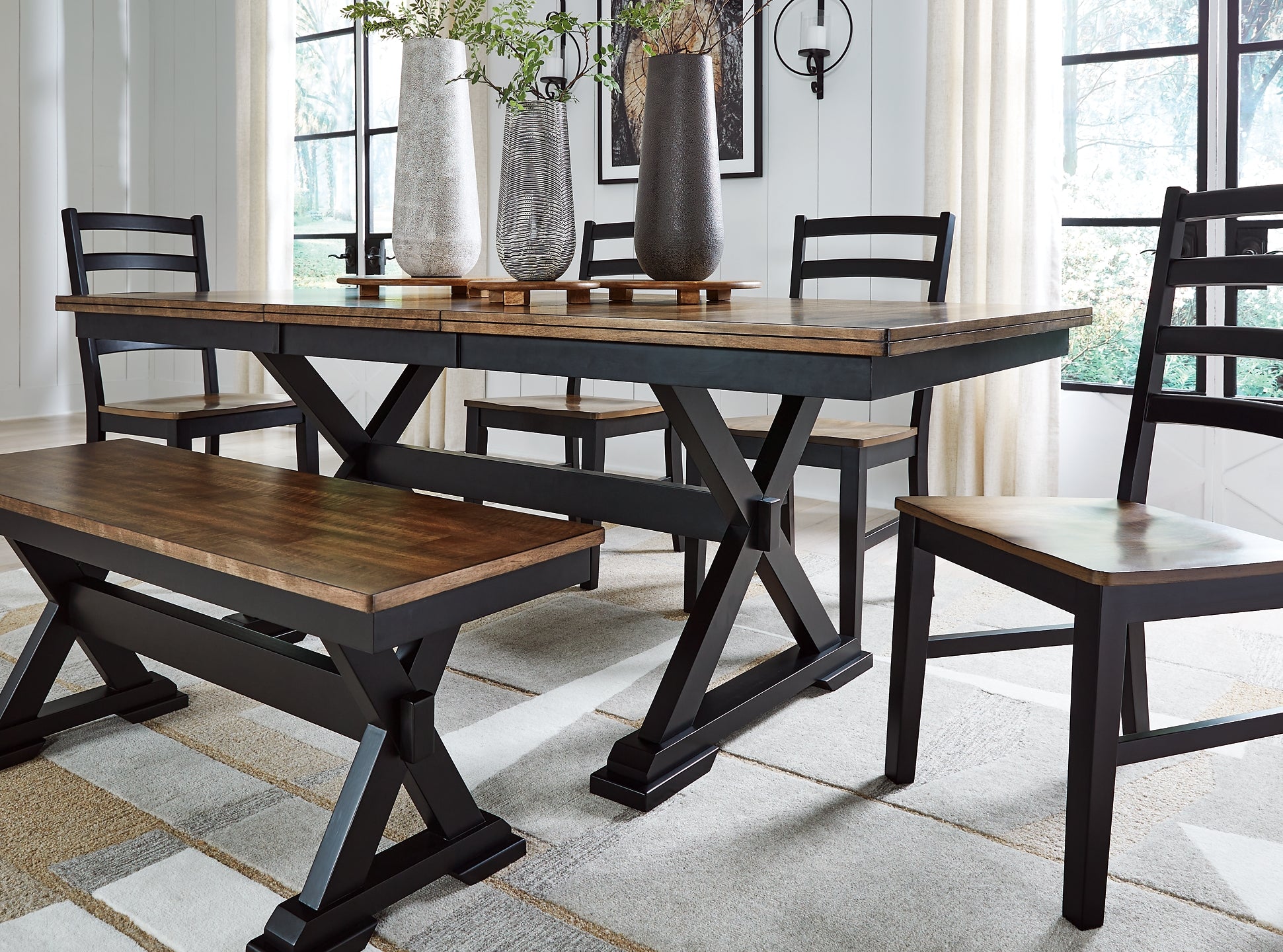 Wildenauer Dining Table and 4 Chairs and Bench Signature Design by Ashley®