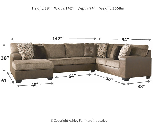 Abalone 3-Piece Sectional with Chaise Benchcraft®