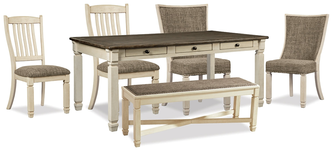 Bolanburg Dining Table and 4 Chairs and Bench Signature Design by Ashley®