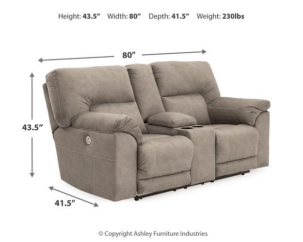 Cavalcade DBL REC PWR Loveseat w/Console Benchcraft®