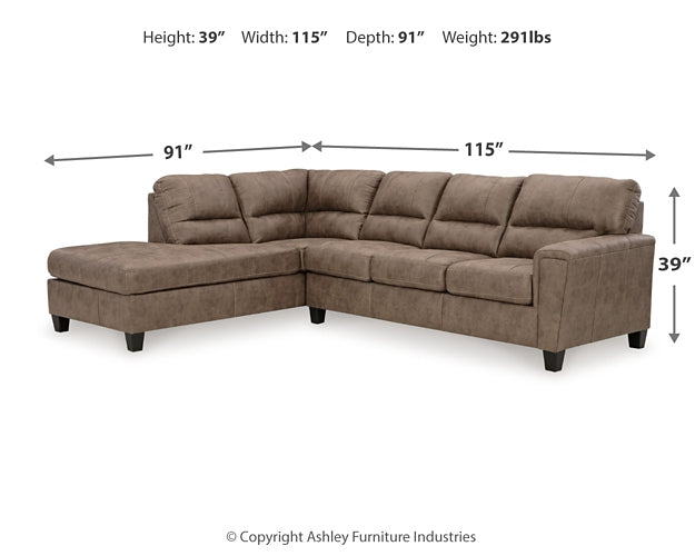 Navi 2-Piece Sectional Sofa Sleeper Chaise Signature Design by Ashley®