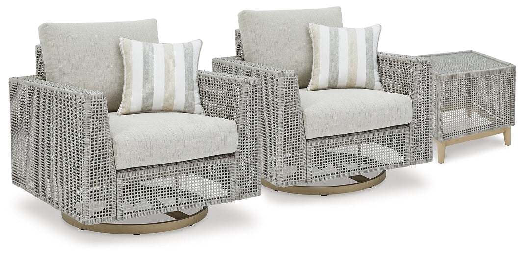 Seton Creek 2 Outdoor Lounge Chairs with End Table Signature Design by Ashley®
