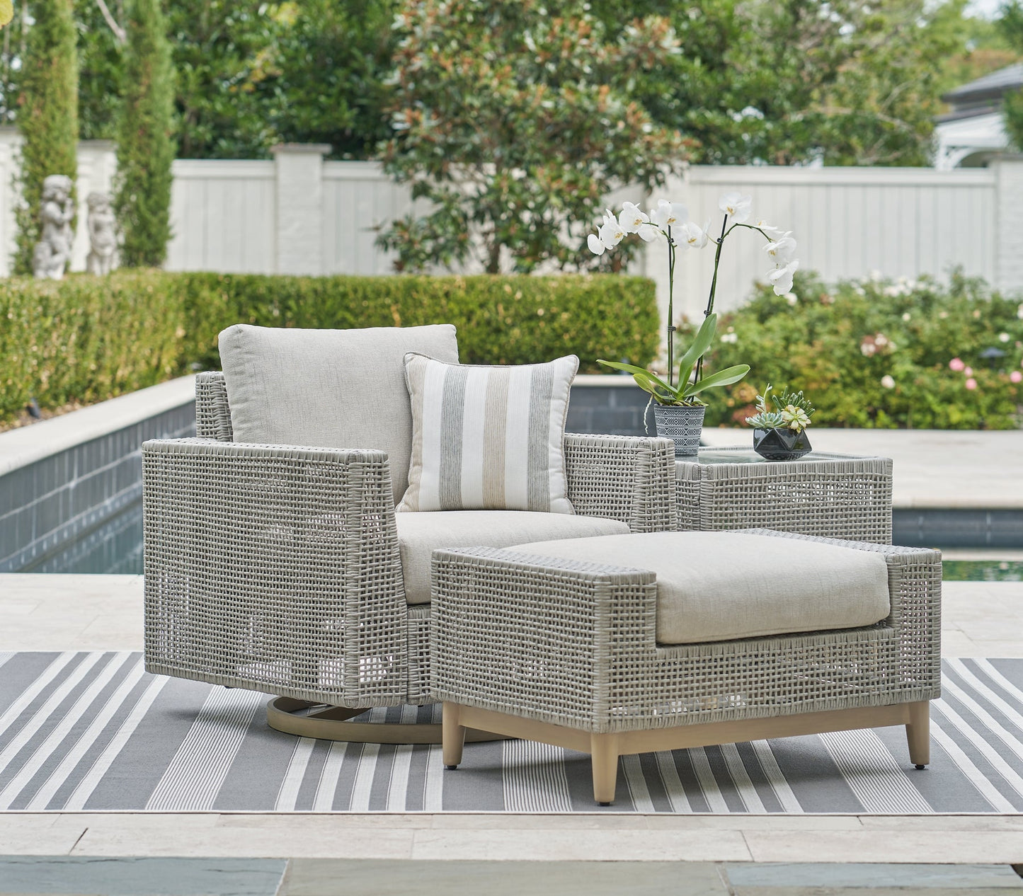 Seton Creek Outdoor Lounge Chair and Ottoman Signature Design by Ashley®