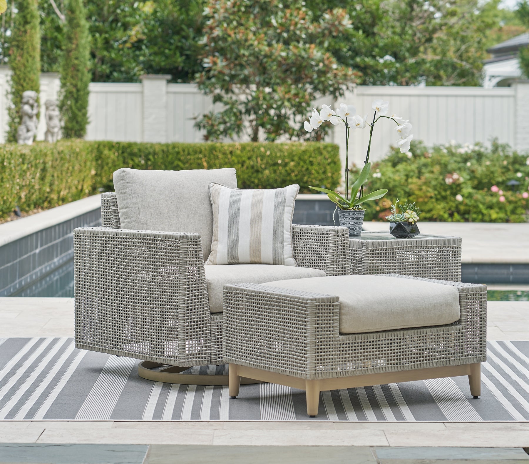 Seton Creek Outdoor Lounge Chair and Ottoman Signature Design by Ashley®