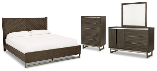 Arkenton King Panel Bed with Mirrored Dresser and Chest Ashley®